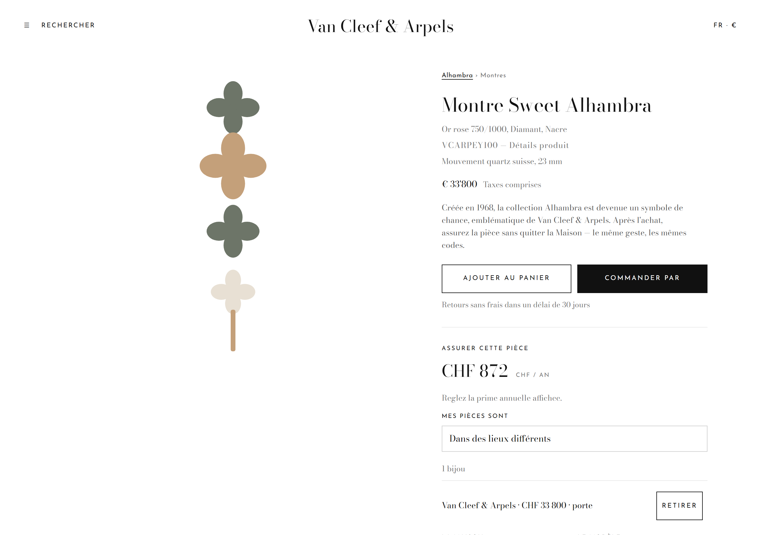 Sur la page produit