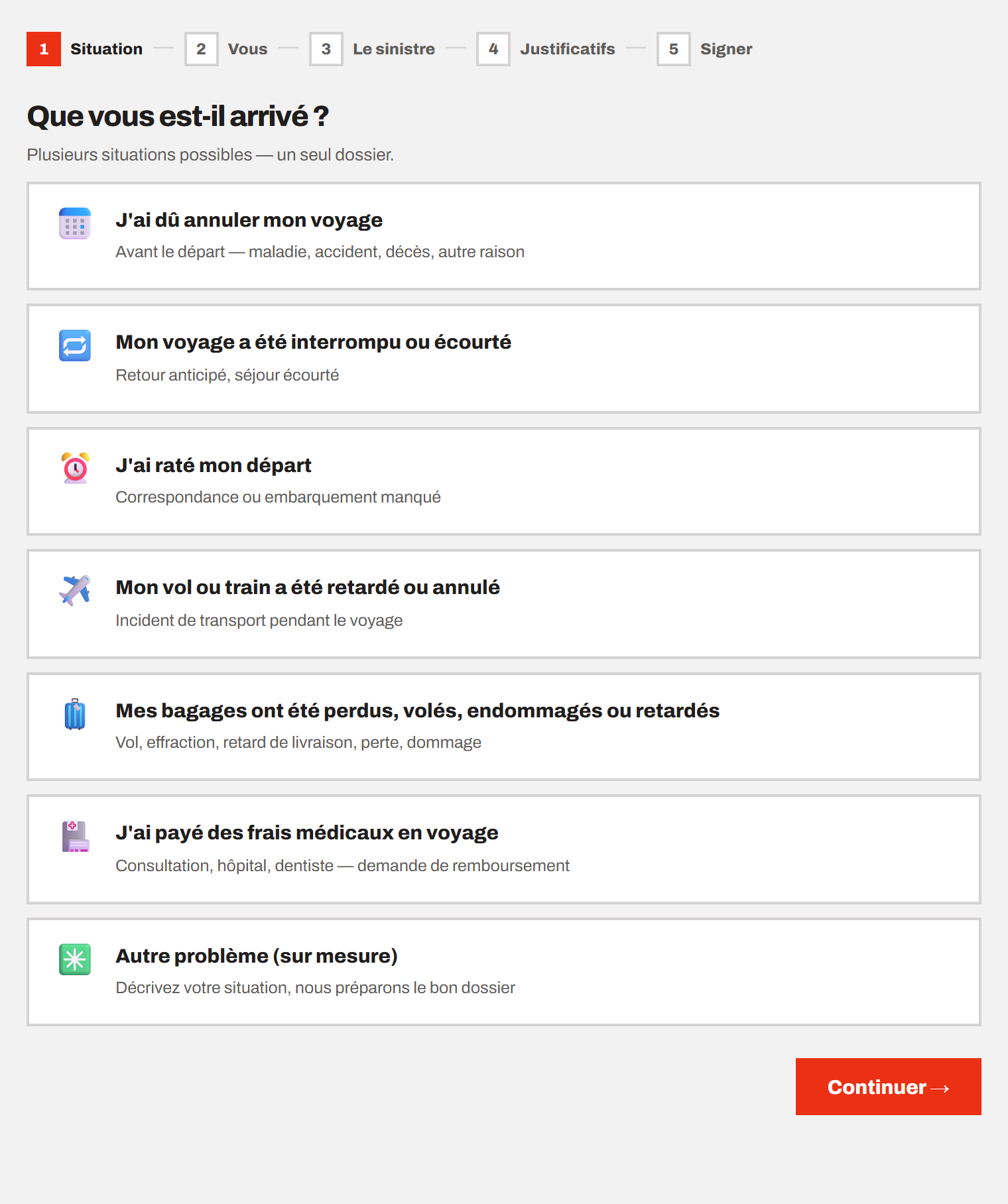 Déclaration de sinistre
