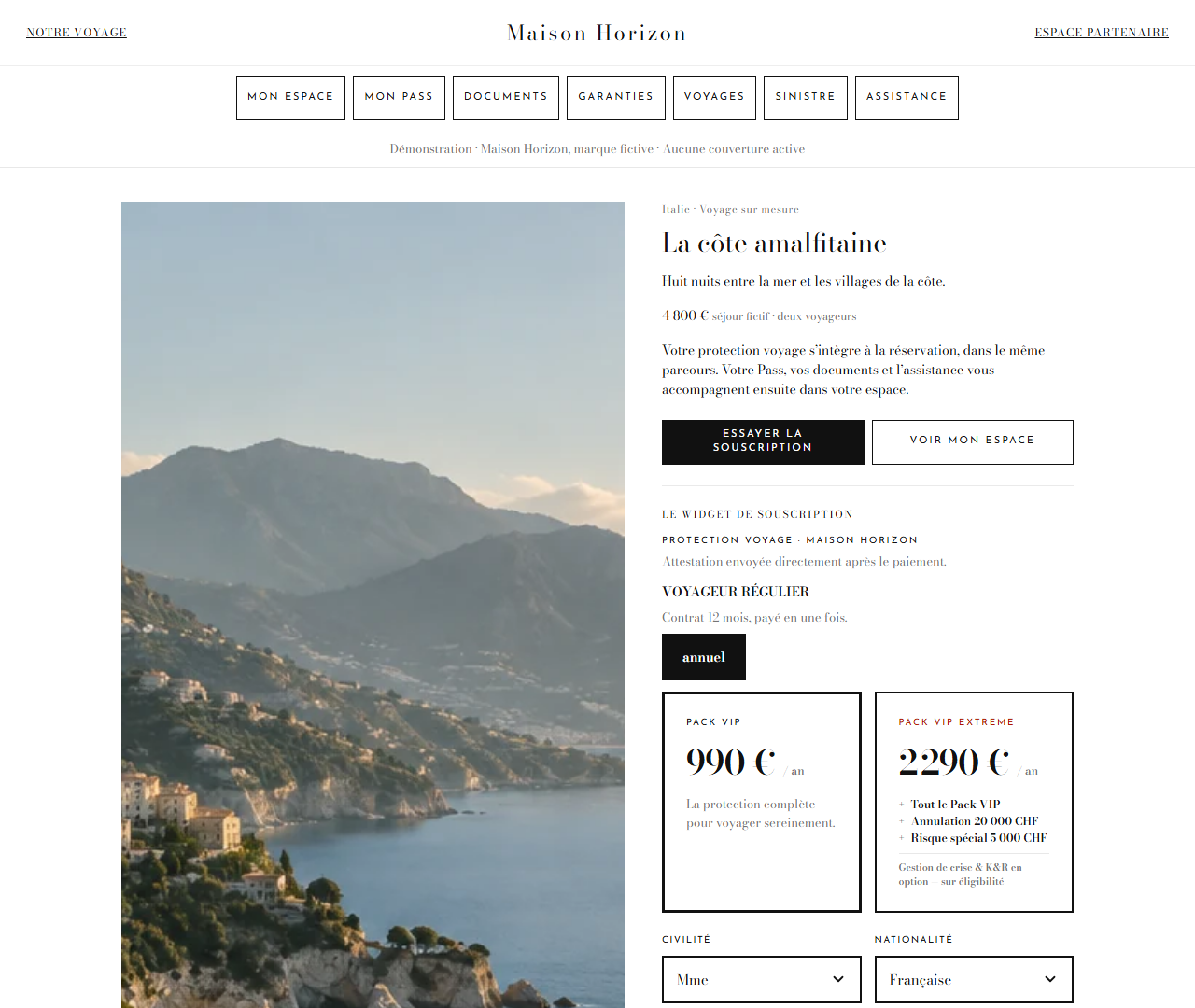 Sur votre page voyage